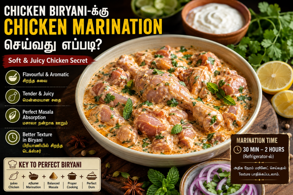 Chicken Biryani – Chicken Marination for Soft & Juicy Chicken