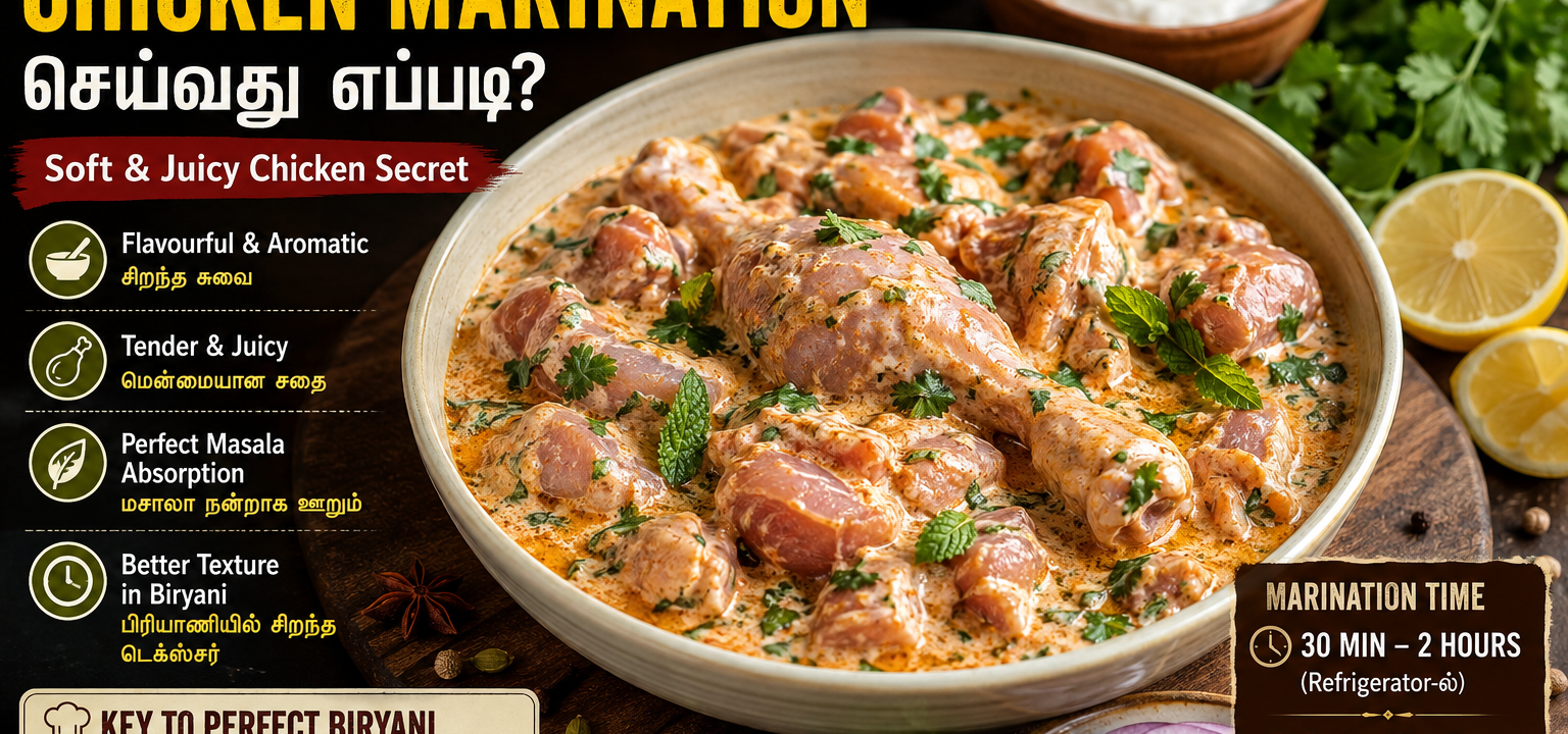 Chicken Biryani – Chicken Marination for Soft & Juicy Chicken